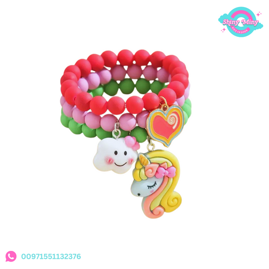 3pcs Cute Cartoon Minimalist Style Beaded Bracelets.